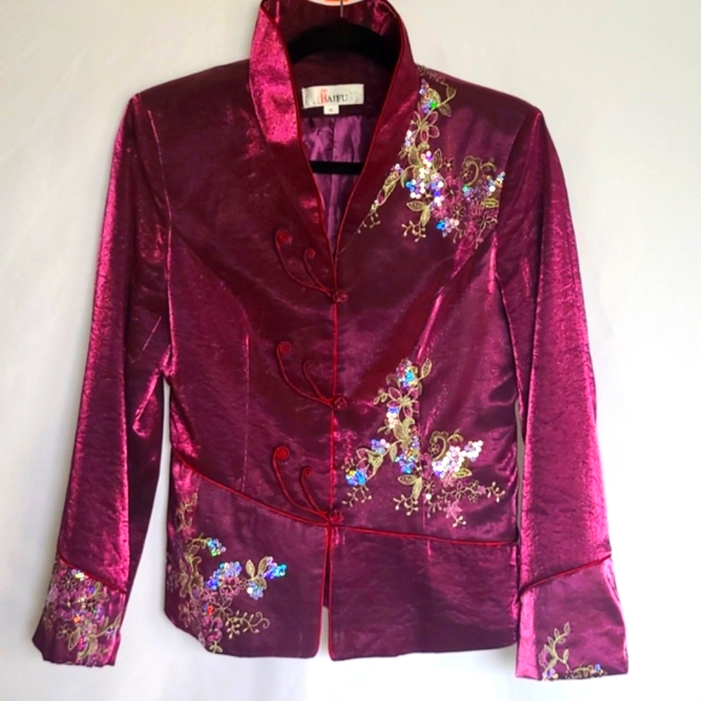Purple asian-inspired jacket with embellishments. Size XL - #1-0145